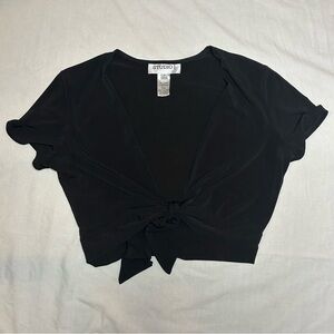 Studio I Black Women's Cropped Tie-Front Top Size 8